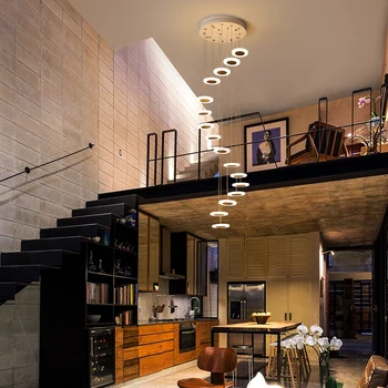 Luster Moderný minimalistický duplex poschodí hala módne atmosféru Nordic obývacia izba lampa villa točité schodisko, dlho visí