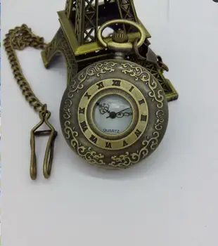 Starožitné Kvet Vyrezávané Duté Hodinky Dizajn Steampunk Bronz Quartz Hodinky Rímske Číslice FOB reťazca hodinky