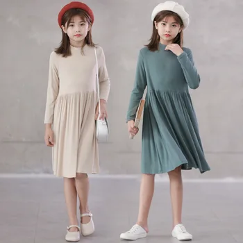 Dieťa Princezná Šaty Deti Turtleneck Šaty Na Jeseň 2020 Stručný Základné Dievčatá Šaty Elegantné Deti Základné Oblečenie Skladaný, #9143