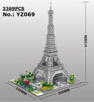 YZ Mini Bloky Architektúry Pise Svete, Orientačný bod Tehly Louvre Deti Hračky Eiffelova Veža Model Hrad pre Deti, Darčeky