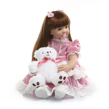 NPK 60 cm Silikónový Reborn Baby Doll Hračky 24 inch ružová Princezná Batoľa Dievča Deti Bábiku Vysokú Kvalitu Darček k Narodeninám Hrať Dom Hračka