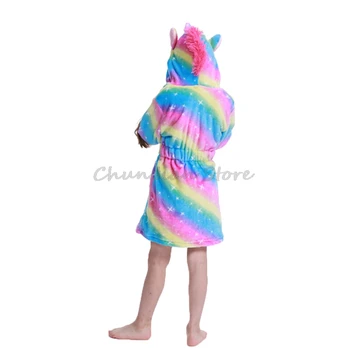 Nové Kigurumi Župany Jednorožec s Kapucňou Deti Deti Star rainbow Vaňa Župan Zvierat Pre Chlapca Dievčatá Pyjamas Nightgown Deti Sleepwear