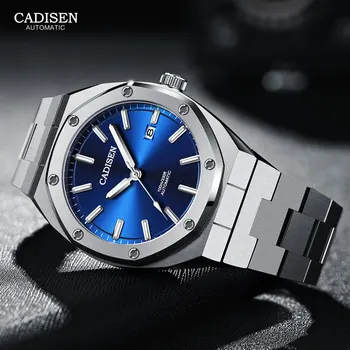 CADISEN Automatické Mechanické Hodinky Mužov 2020 Luxusné Značky Hodiniek 100M Vodotesné Svetelný Nehrdzavejúcej Ocele Modrá Náramkové Hodinky Muž