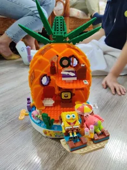 Spongebobs Série Stavebné Bloky, Ananás Dom Patrick Údaje Zmontované Tehly Vzdelávacie Hračky pre Deti a Deti Darček