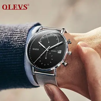 Olevs-5571 pánske Hodinky Svetelný Quartz Analógové Sprot Módneho priemyslu Luxusné Náramkové hodinky Najlepší Darček pre Muža