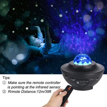 Romantický LED Nočné Svetlo Farebné Hviezdne Nebo Projektor Lampa Bluetooth, Hlasové Ovládanie Hudobného Prehrávača Darček k Narodeninám USB Napájanie