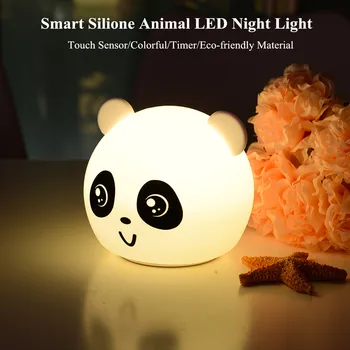 Medveď Mačka, Pes, Prasa Panda LED Nočné Svetlo Dotykový Snímač Farebné Časovač USB Nabíjateľné Silikónové Čítanie pre Deti detský Baby Darček