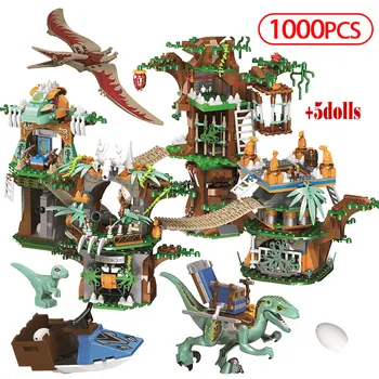 1000pcs Mesto Kreatívne Jurský World Tree House Stavebné Bloky Dinosaura Kmeňa Park Údaje Tehly Hračky Pre Deti, Chlapec