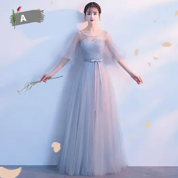 2020 FENTEFEN Vysokej kvality Šedej a ružovej tylu Real šaty tvaru šaty Bridesmaid, Šaty