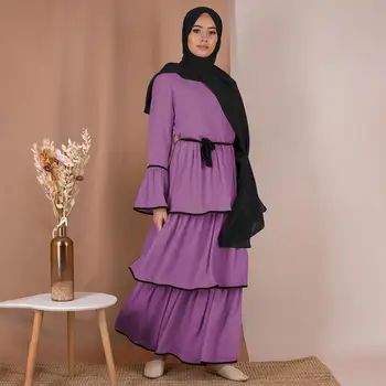 Abaya Dubaj Ženy Členok-Dĺžka Sukne Ležérny Štýl Mikrovlákna Kaftane Šaty S Má Pás Kravatu Americké Oblečenie Moslimských Móda
