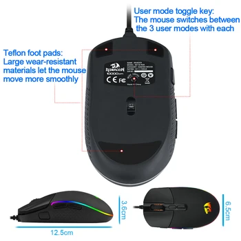Redragon INVADER M719 RGB USB káblové pripojenie Hernej Myši 10000 DPI programovateľné hra myší podsvietenie ergonomické notebook PC počítač