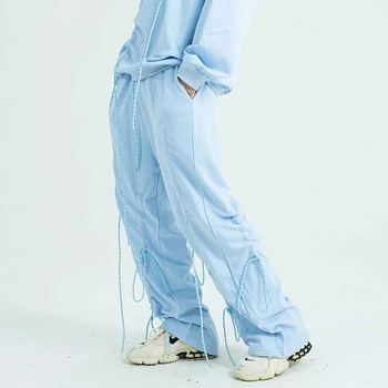 IEFB /pánskeho oblečenia high street fashion šnúrkou osobné tepláky hip hop voľné bavlna rovno bežné nohavice pár 9Y3364