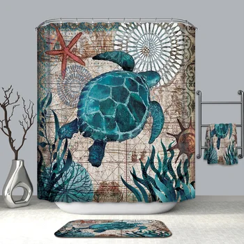 3D Ocean Dizajn Dolphin Nepremokavé tkaniny Tkaniny, Kúpeľňa Opony Sprchové Závesy protišmykových Vaňa Opony
