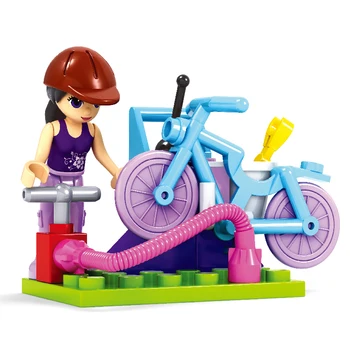 AUSINI Požičovňa Stavebných Blokov Hračky pre Deti Bicykli Nafukovacím Tvorca Modelu Tehly Dievčatá Mini Údaje Plastové Deti Playthings