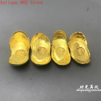 Antique gold ingot, gold bar šťastie a dlhovekosť výzvou mince 4pcs