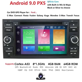 Android 9.0 Octa-Core 4G RAM 64 G ROM Auto DVD Prehrávač Pre Ford Focus Tranzit C-MAX, Mondeo Fiest DAB+ OBD Bluetooth IPS DSP