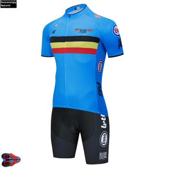 2020 Modrá Belgický Národný Cyklistický Tím Jersey 20D Gélové Podložky Bicykli Shors Nastaviť Mens Rýchle Suché Pro jazda na bicykli, Maillot Culotte Oblečenie