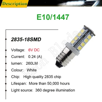 Pár Bielych E10 Skrutku LED Upgrade Žiarovka 2835 18SMD Núdzové Svetlo Lampy Super Svetlé Pre Horák Baterka Bicykli Motor 6V alebo 12V 24V DC