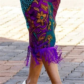 Ženy Kvetinový Vytlačené Sukne Ročníka Afrického Módne Vysoký Pás Strapec Sukne 2020 Lady Prima Skromné Elegantný Retro Bodycon Sukne