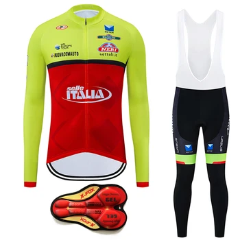 2020 Jeseň TÍM ITALIA Cyklistika Dres Sady Mužov Ropa Ciclismo jazda na bicykli, Nosenie Maillot Dna Gél Pad Tenké nohavice s Náprsenkou Cyklistické Nohavice Oblek