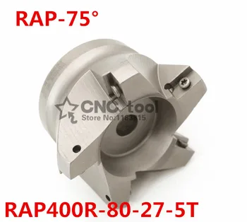 RAP400R 80-27-5T 75 Stupeň Vysoko Pozitívne Tvár Mlyn Rezanie Priemer APMT1604 vložky