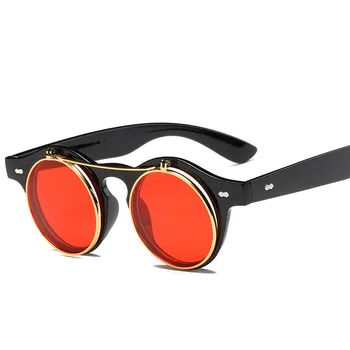 CHUN Módne Vintage Kolo SteamPunk Flip Up slnečné Okuliare Classic Dvojvrstvové Drapákové Dizajn Slnečné Okuliare Oculos De Sol M137