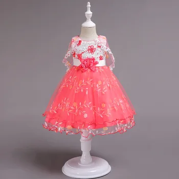 U-PRISAHÁM 2020 Nový Príchod Dieťa Kvetinové Šaty s Čipkou Plášť Kvet Appliqued Perly Korálkové Šifón plesové Šaty Dievčatá Sprievod Šaty