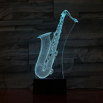 2019 Saxofón 3D Lampa LED Žiarovka Nočné Svetlo Lampy Základná Doska Deti Priateľ Súčasnosti Dovolenku Obchod Bar Zdobiť