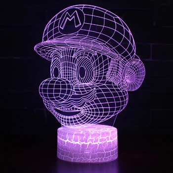 Super Mario tému 3D Lampa LED nočné svetlo 7 Farieb Zmeniť Dotyk Náladu Lampa Vianočný darček Dropshippping