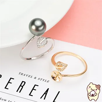 Doprava zadarmo Veľkoobchod Strieborné Pozlátené Pearl Krúžok Príslušenstvo Typy Tvorivý Krúžok pre Ženy DIY Pearl šperky, Darčeky 2019J063