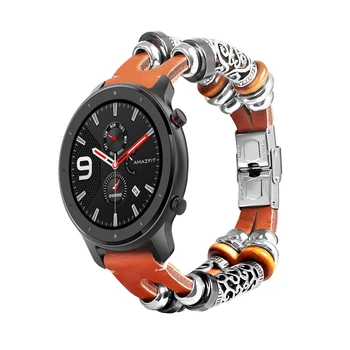 Fashion, DIY Kožený Náramok pre Xiao Huami Amazfit GTS GTR 42mm Klasické Retro Watchband Popruh pre Amazfit his Mládež SmartBand