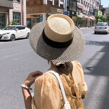 USPOP Lete ženy slamený klobúk samica farba blokovanie slnko čiapky letné ručne tkané klobúk unisex priedušná pláž hat