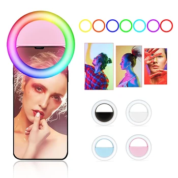 Clip-on RGB Mobilný Telefón Selfie Krúžok Svetlo LED Multi-farebné Fotografie Krúžok Lampa make-up Ringlight pre Telefón, Tabliet Youtube Video