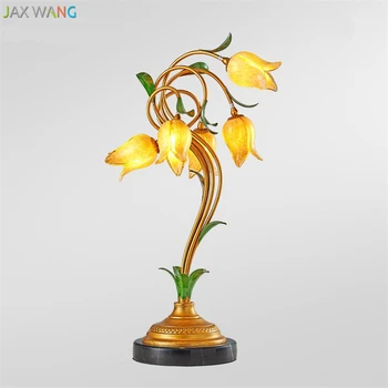 Európska Retro Romantické Kvety Tulipán stolná Lampa Lily Stôl Ligths pre Obývacia Izba, Spálňa Štúdia Nočná Lampa Domov Osvetlenie Interiéru