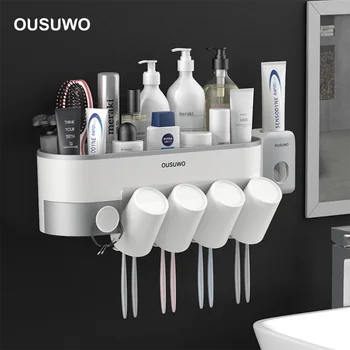 Nová zubná kefka držiteľ, kozmetické úložný box, kúpeľňa úložný stojan, automatické zubná pasta dávkovač, kúpeľňové doplnky nastaviť