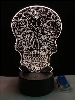 Lebka Tvar 3D Lampa LED USB Lampa Ľahký Dotyk RGB Farby prebaľovací Stôl Nočné Svetlo Nočné Dekorácie LED Lampa Módne Creative