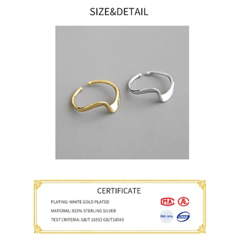 Skutočné 925 sterling silver prst prstene pre ženy zlato strieborná farba Trendy jemné Šperky Veľké Nastaviteľné Starožitné Krúžky Anillos