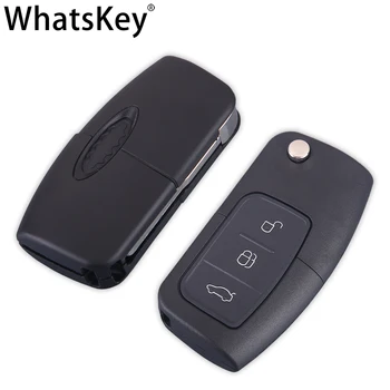 WhatsKey 3 Tlačidlo Flip Diaľkové Skladací kľúč Shell Pre Ford Focus 2 3 Mondeo Fiesta fusion Galaxy C Max Ka Uncut Prázdne HU101 Čepeľ