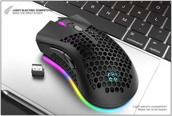 BM600 2,4 GHz Bezdrôtové Hry Myš, 1600DPI, USB Nabíjateľné Honeycomb Úrad Myši RGB Optická Myš Pre Notebook PC