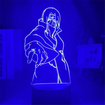 Naruto Akryl LED Nočné Svetlo Anime Cartoon 3D Optické Ilúzie Lampa Sasuke Itachi Obrázok stolná Lampa Domáce Dekorácie Deti Darček