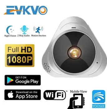 EVKVO WIFI Kamera 360-Stupňový Panoramatický Fisheye 1080P HD MINI Bezdrôtová IP Kamera Vnútorné Home Security CCTV P2P Cloud YOOSEE App