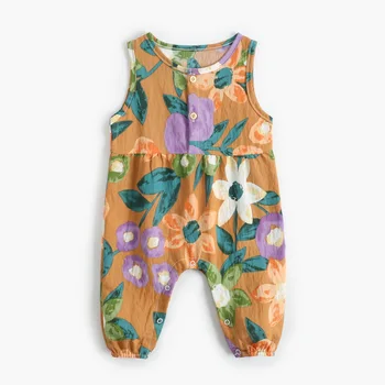 Dieťa Dievča Romper Batoľa Detská Bavlna Jumpsuit Oblečenie Dojčatá Letné Kvetinové Bez Rukávov Playsuit Sunsuit Novorodenca Oblečenie