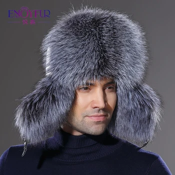 Zimné nový príchod reálne kožušiny klobúk pre mužov pravej kože spp prírodné fox kožušiny klobúk pre mužov ochranu sluchu hot predaj