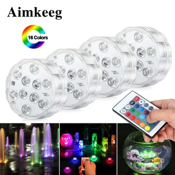 Aimkeeg Diaľkový ovládač Batérie Prevádzkované Vodotesný IP68 RGB Ponorné LED Svetlo pod vodou Nočné Lampy, Ryby, Misy, Vázy