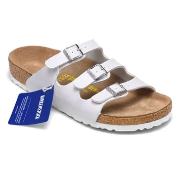 BIRKENSTOCK matné biele sandále jeden pláž double pracka sandále ploché topánky, papuče flip flops nový príchod