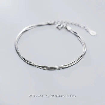 Modian Jednoduchý Tri Vrstvy Had Kosti Reťazca pre Ženy 925 Sterling Silver Módne Reťazí Náramok Jemné Šperky 2020 Dizajn
