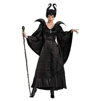 Snailify Dospelých Deluxe Maleficent Krst Čierne Šaty Kostým Maleficent Horn Halloween Kostým Pre Ženy Čierna Prilba