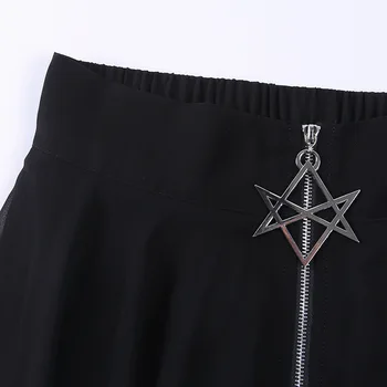 Harajuku Punk Black Asymetrické Zips Star Oka Tylu Sukne Ženy, Gotické Oblečenie 2019 Vintage Retro Sukne Vestido Streetwear