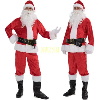 Cosplay kostým Značky 5 KS Santa Claus Kostým Muži Ženy Vyhovovali Vianočné Party Oblečenie Efektné Vianočné Šaty