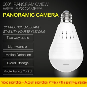 LED Svetlo Kamery 960P Bezdrôtový Panoramatické Home Security WiFi CCTV Fisheye Žiarovky Lampy IP Kamera 360 Stupeň Home Security